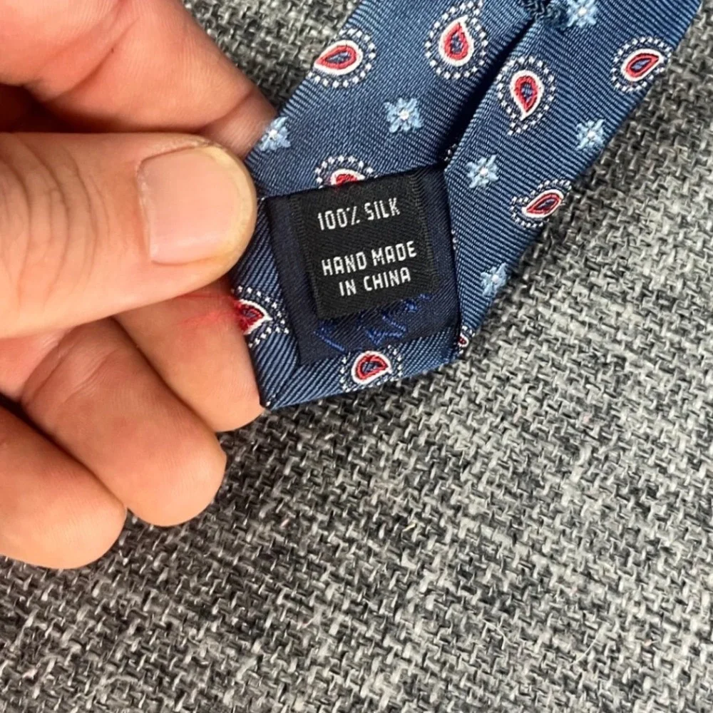 Jos. A. Bank Heritage Collection Blue Paisley Silk Handmade Necktie 59inch